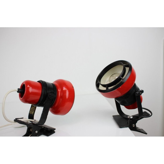 Image 1 of Paar vintage wandlampen van metaal, chroom en kunststof voor Elektrofem, Hongarije 1970