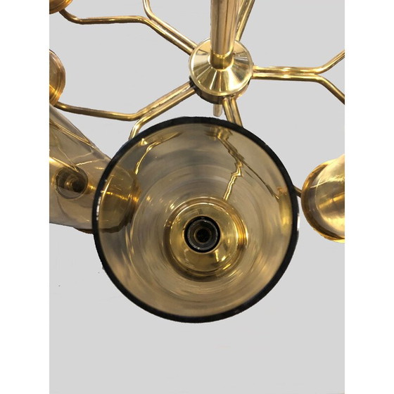 Image 1 of Set van twee vintage T10 Hans-Agne Jakobsson kroonluchters in messing van AB Markaryd