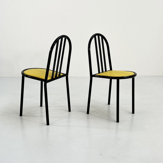 Image 1 of Set van 4 stoelen No.222 in gele stof van Robert Mallet-Stevens voor Pallucco Italia, 1980