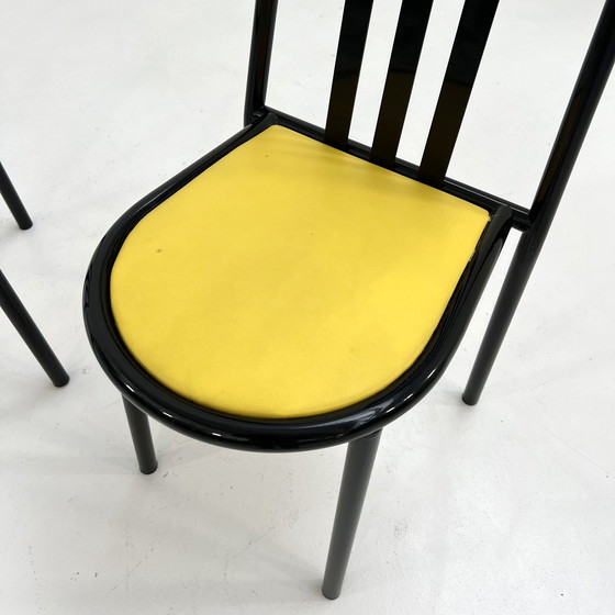 Image 1 of Set van 4 stoelen No.222 in gele stof van Robert Mallet-Stevens voor Pallucco Italia, 1980