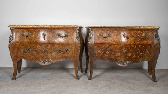 Image 1 of 2x Franse Commodes Louis Xv