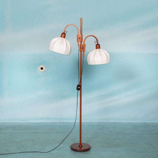 Deens design 60s vloer/booglamp teak Domus, arch floor lamp