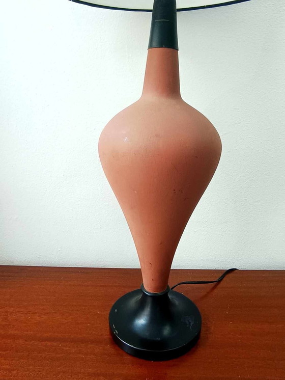Image 1 of Grote Vintage Tribal Terracotta Lamp en Lampenkap