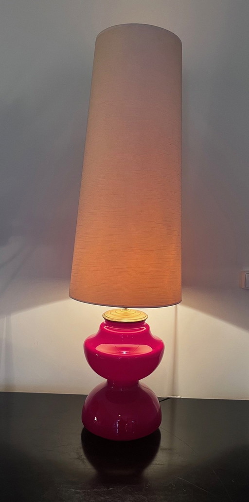 Vloerlamp glas en messing 1970