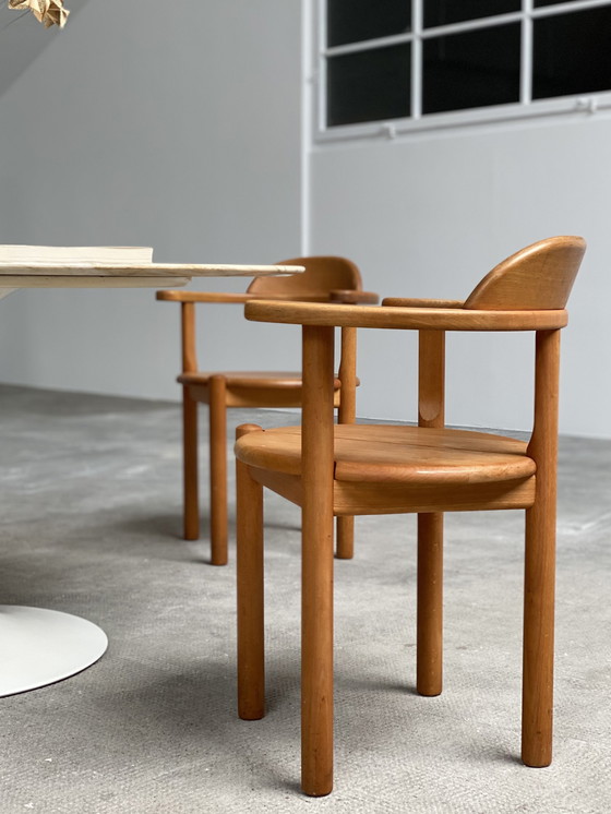 Image 1 of 6X Rainer Daumiller design elzenhouten eetkamerstoelen, Denemarken 1980