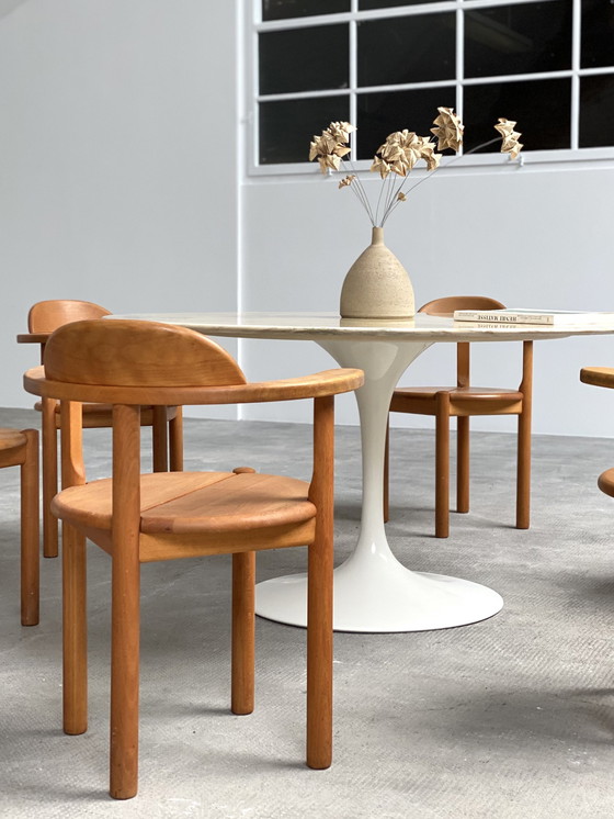 Image 1 of 6X Rainer Daumiller design elzenhouten eetkamerstoelen, Denemarken 1980