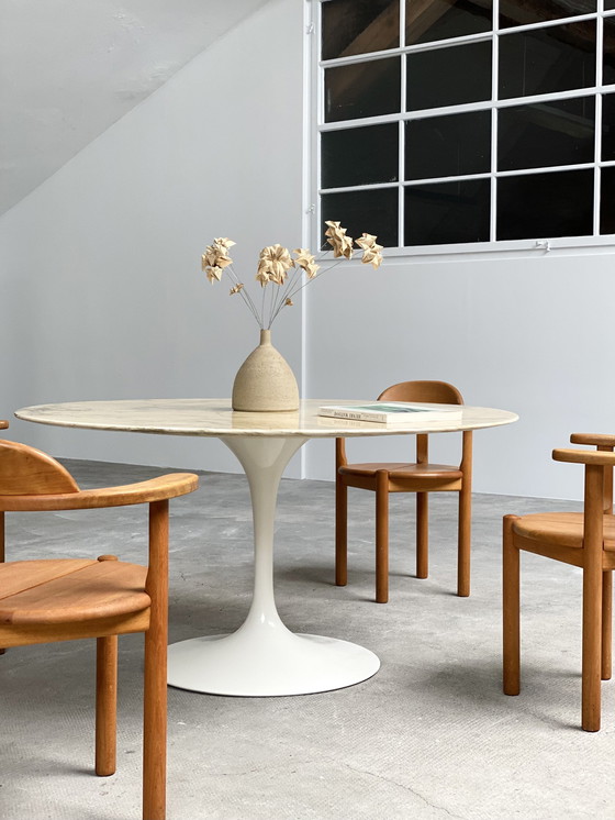 Image 1 of 6X Rainer Daumiller design elzenhouten eetkamerstoelen, Denemarken 1980