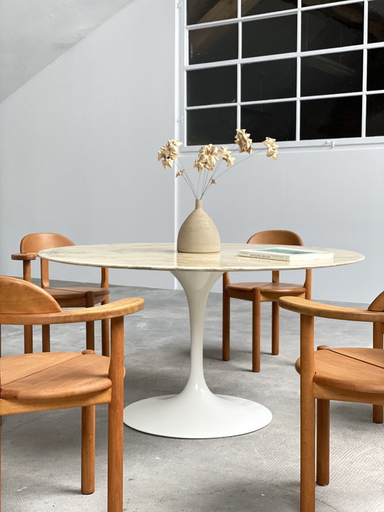 Image 1 of 6X Rainer Daumiller design elzenhouten eetkamerstoelen, Denemarken 1980