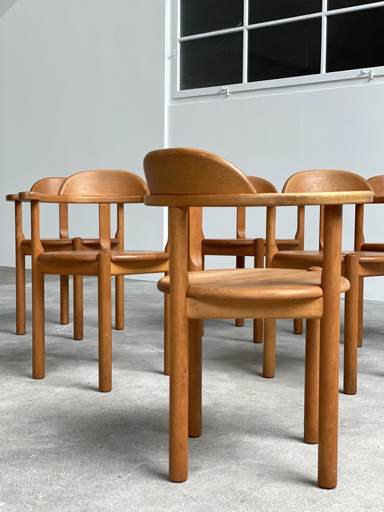 Image 1 of 6X Rainer Daumiller design elzenhouten eetkamerstoelen, Denemarken 1980