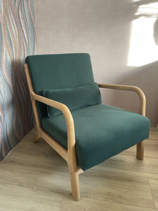 Woood Fauteuil Mark Velvet Groen