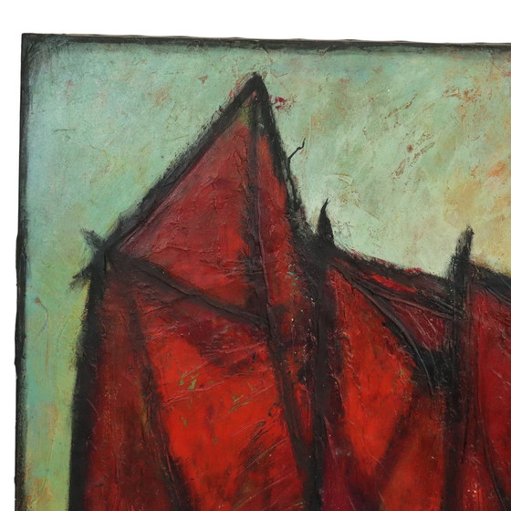 Image 1 of Abstract Schilderij Boot Kunst Olie Op Doek XL