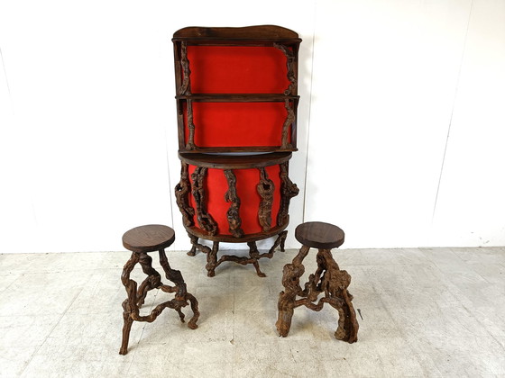 Image 1 of Vintage bar met twee krukken