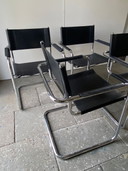 4x lederen buisframe sledestoelen