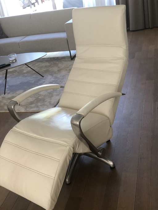 Montel relax fauteuil van wit leer