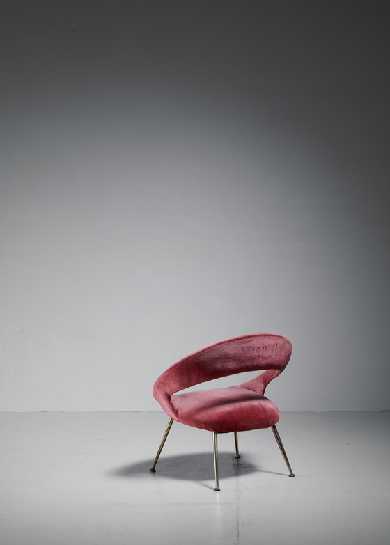 Image 1 of Vintage Italiaanse fluwelen stoel