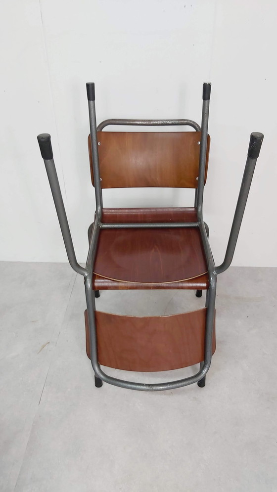 Image 1 of 4 x vintage Gispen TU Delft schoolstoelen