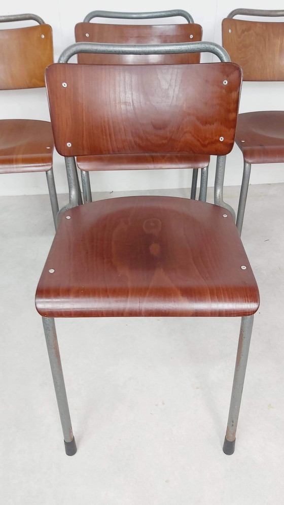 Image 1 of 4 x vintage Gispen TU Delft schoolstoelen