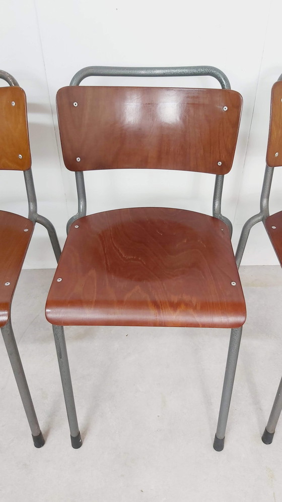 Image 1 of 4 x vintage Gispen TU Delft schoolstoelen