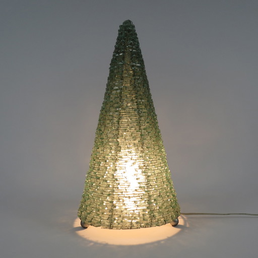 Italiaanse lamp van glas en metaal, jaren 80