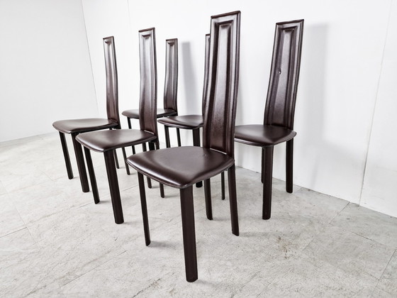 Image 1 of 6x vintage Italiaanse eetkamerstoelen