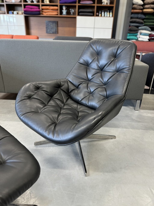 De Sede 144 101 Fauteuil met Poef Zwart leer 