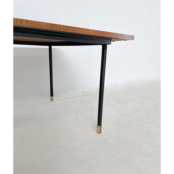 Image 1 of Mid Century salontafel van zwart ijzer en hout