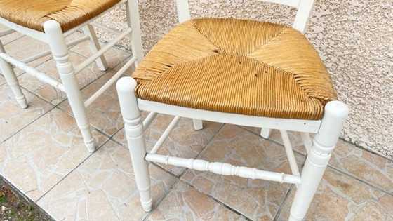 Image 1 of Vintage witte stoelen van stro