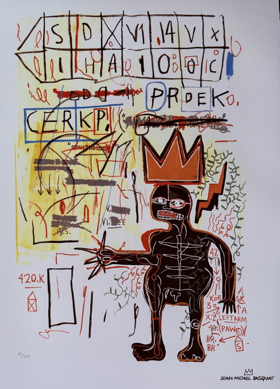 Image 1 of Jean-Michel Basquiat: Lithografie, Gesigneerd En Genummerd 41/300 In De Plaat. 