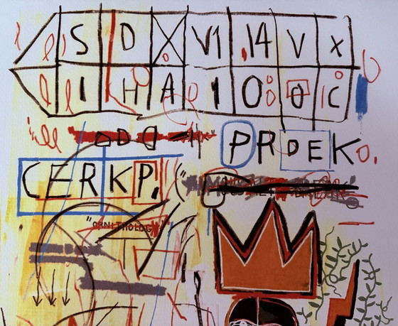 Image 1 of Jean-Michel Basquiat: Lithografie, Gesigneerd En Genummerd 41/300 In De Plaat. 