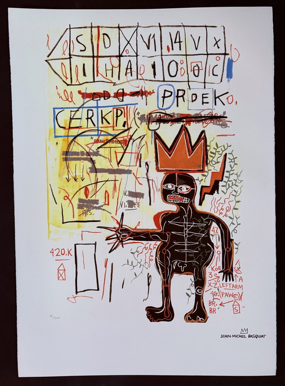 Image 1 of Jean-Michel Basquiat: Lithografie, Gesigneerd En Genummerd 41/300 In De Plaat. 