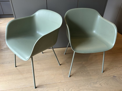 2X Muuto Fiber Tube Chair - Dusty Green