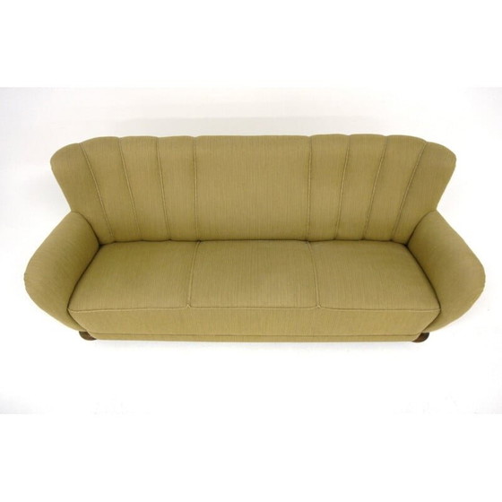 Image 1 of Vintage sofa in beukenhout en groene stof, Zweden 1940