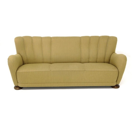 Image 1 of Vintage sofa in beukenhout en groene stof, Zweden 1940