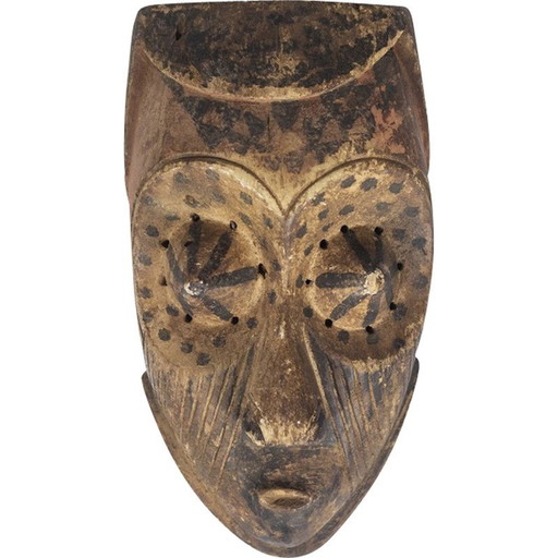 Vintage Afrikaans masker "Kuba abuka" in hout en pigmenten, Democratische Republiek Congo