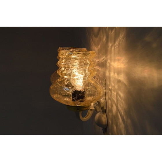 Image 1 of Vintage wandlamp van glas en metaal, Tsjechië 1970