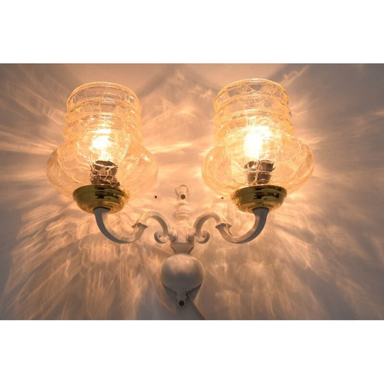 Image 1 of Vintage wandlamp van glas en metaal, Tsjechië 1970