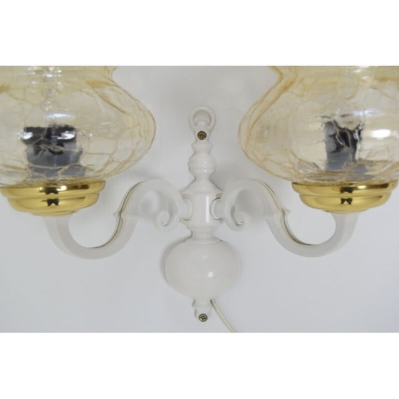 Image 1 of Vintage wandlamp van glas en metaal, Tsjechië 1970