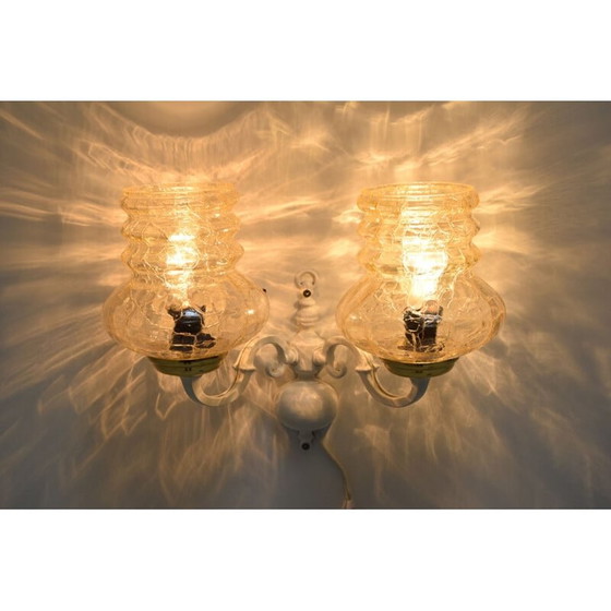 Image 1 of Vintage wandlamp van glas en metaal, Tsjechië 1970