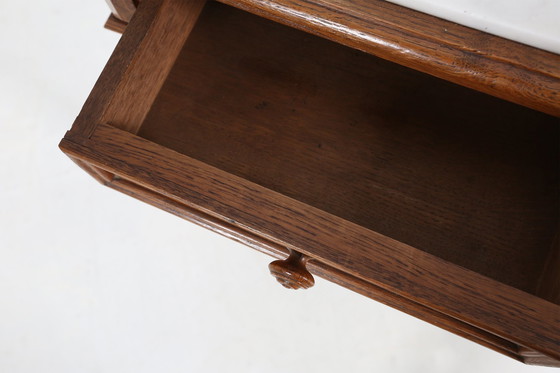 Image 1 of Art Deco Nachtkastje In Hout Met Marmeren Top, 1930S