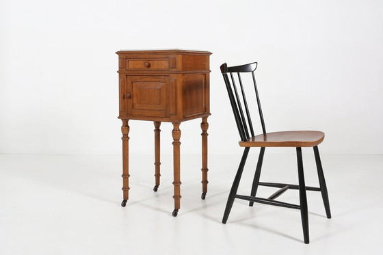 Image 1 of Art Deco Nachtkastje In Hout Met Marmeren Top, 1930S