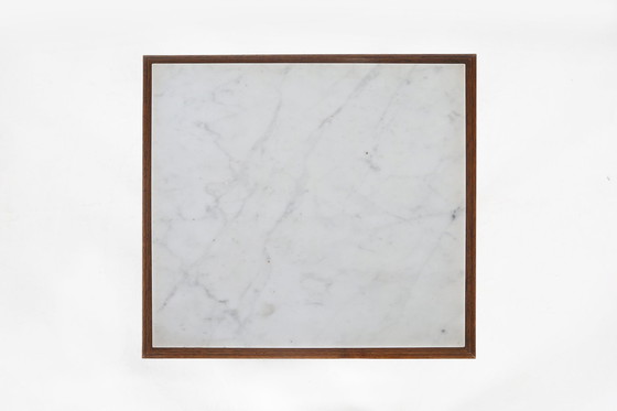 Image 1 of Art Deco Nachtkastje In Hout Met Marmeren Top, 1930S