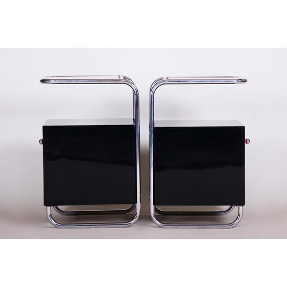 Image 1 of Vintage zwart en rode Vichr a Spol nachtkastjes, jaren 1930