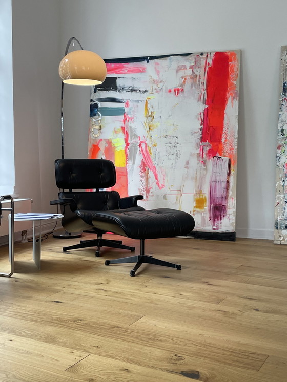 Image 1 of Vintage Vitra Volledig Zwarte Eames Lounge Stoel & Ottoman