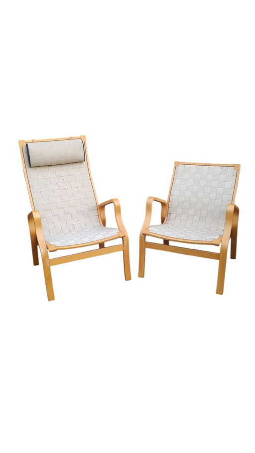 Set Scandinavische Gevlochten Fauteuils 1970s