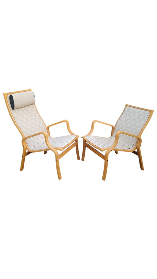 Set Scandinavische Gevlochten Fauteuils 1970s