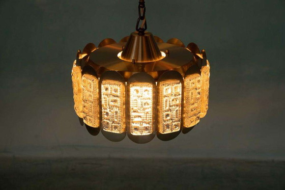 Image 1 of Vintage Deens design Vitrika glazen hanglamp