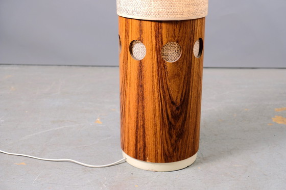 Image 1 of Deense vintage teakhouten vloerlamp met witte kap, jaren 1960