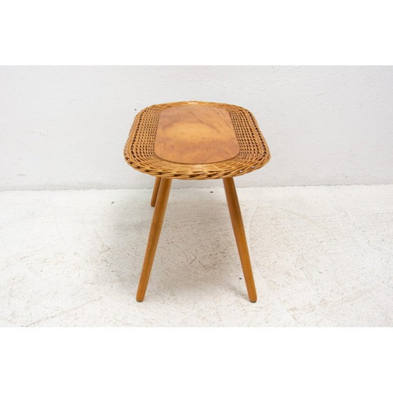 Image 1 of Mid century rotan kruk van Jan Kalous voor Úluv, Tsjecho-Slowakije 1960