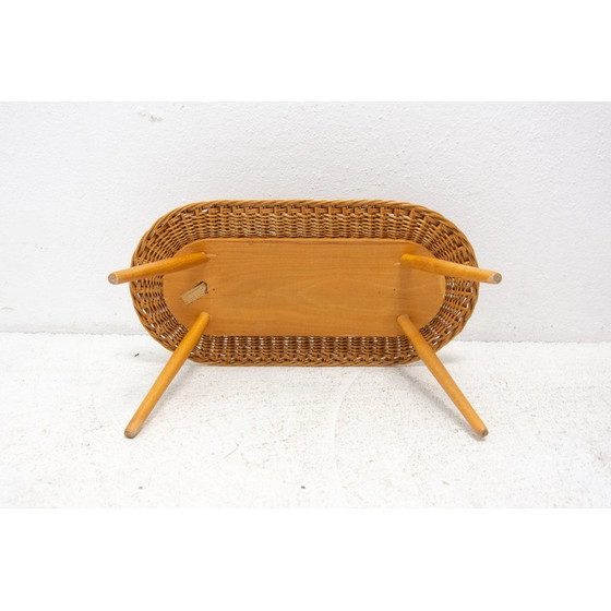 Image 1 of Mid century rotan kruk van Jan Kalous voor Úluv, Tsjecho-Slowakije 1960