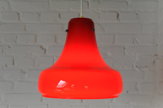 Image 1 of Vintage rode glazen hanglamp